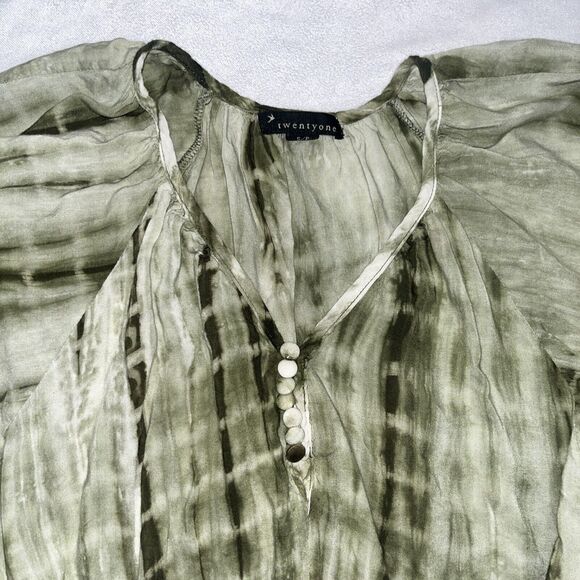 Vintage Y2K Forever 21 Green Tie Dye Dolman Sleeve Blouse Small - Picture 3 of 11
